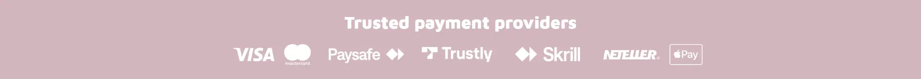Logos of trusted payment methods including Visa, Mastercard, and Apple Pay for secure transactions.